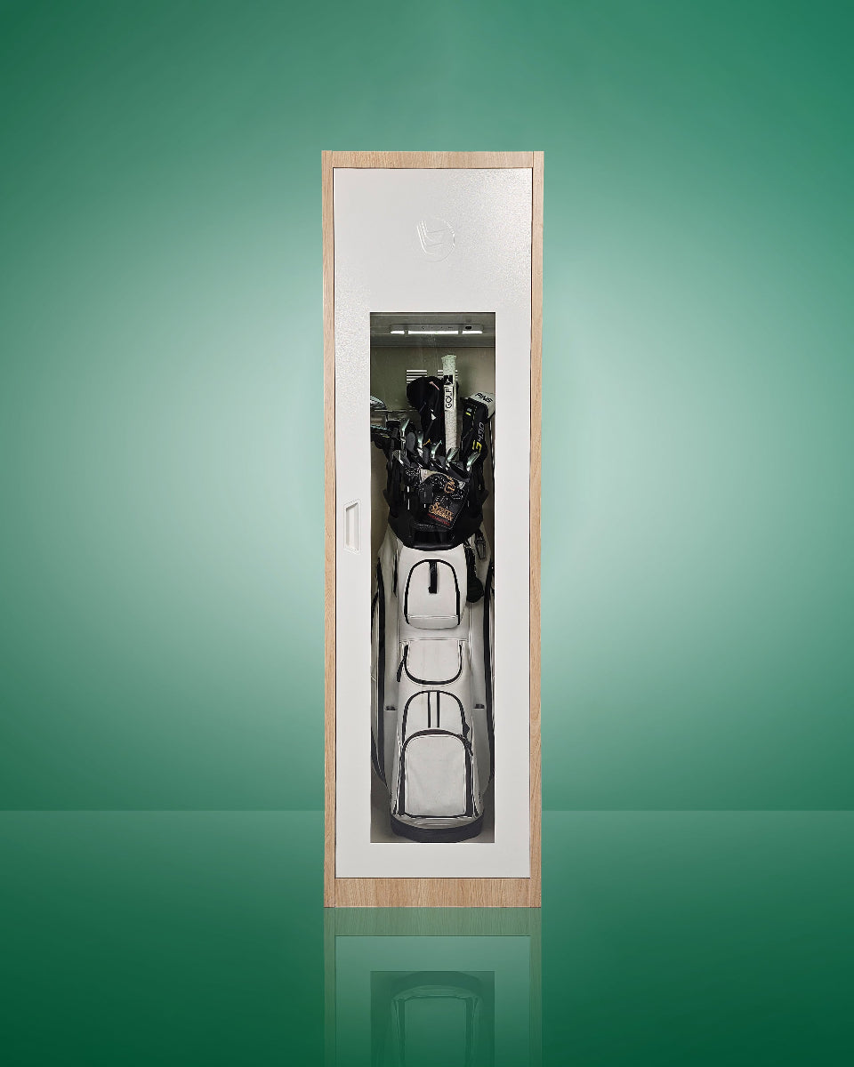 golf storage for home by Links Lockers. All your golf gear perfectly placed.