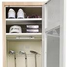 Accessories shelf for all your golf gear, plus additional clubs storage rack.  Links Lockers.