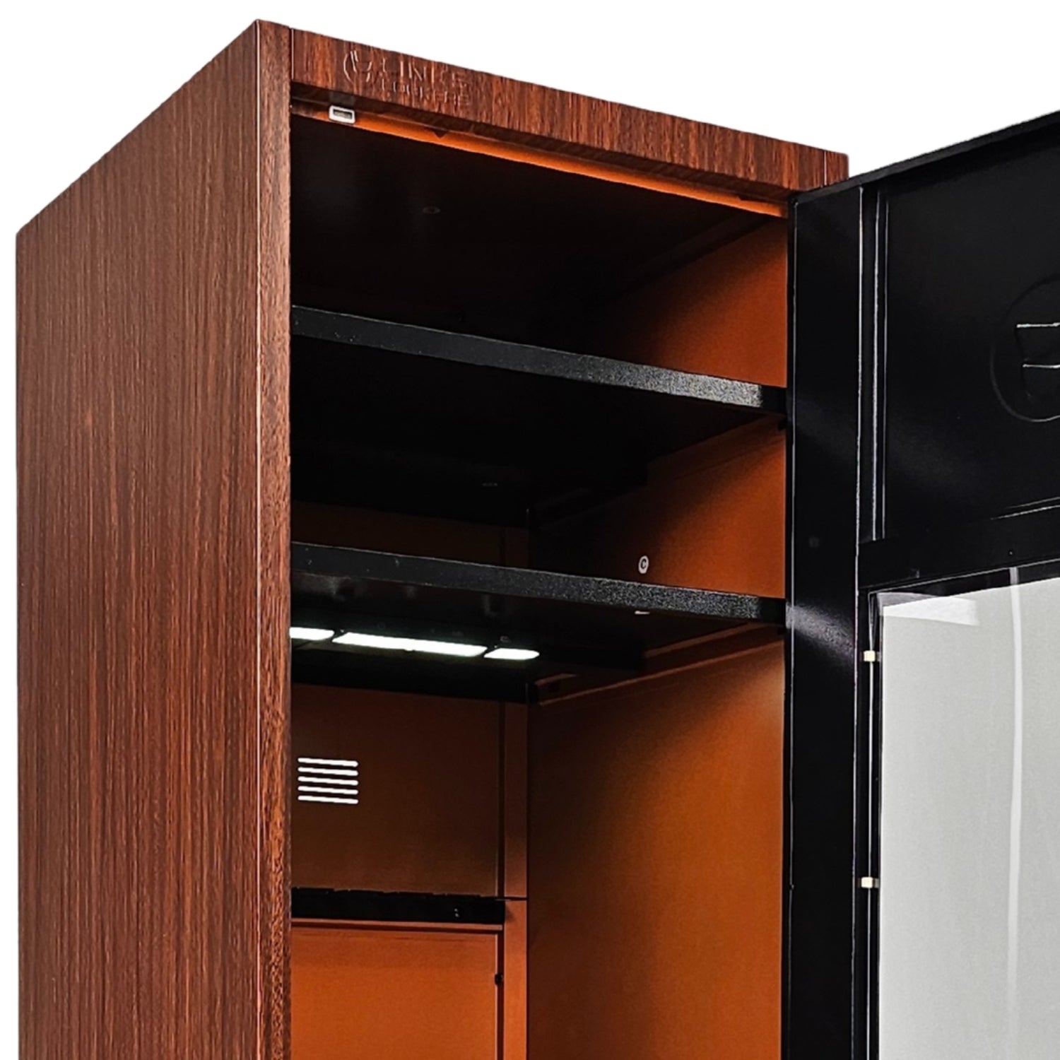 Home golf gear sorted with Grand Mahogany golf locker by Links Lockers.